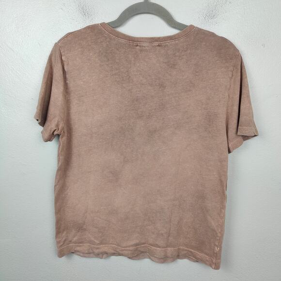 Alex Mill Elliott V Neck Tee Womens Large Recycled Cotton Garment Dyed Tan - Picture 3 of 7